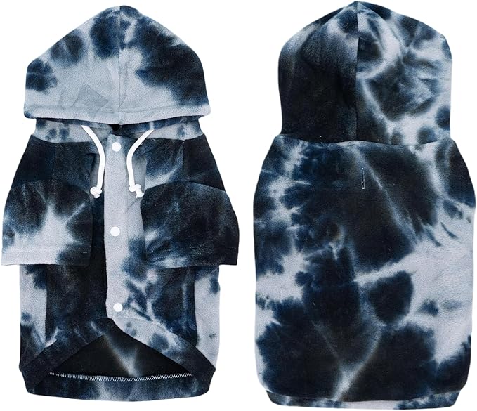 Mklhgty Tie Dye Dog Hoodie, Winter Coat for Small Dogs - Ultra-Soft Adjustable Warm Hood, Breathable Comfort Fabric for Daily Use