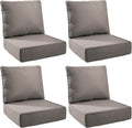 6" Thick Outdoor Cushions 24x24x6, 4-Set Deep Seat Patio Cushions with Removable Cover, Waterproof & Fade Resistant Replacement for Wicker Chair, Loveseat, Sofa - Grey