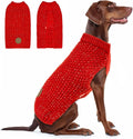 KYEESE Dog Christmas Sweater for Large Dogs with Leash Hole Warm Pullover with Reflective Yarn Male Thick Stretchy Knitwear Winter Soft Pet Coat boy Cold Weather Comfy Dog Sweaters,Red,XXX-Large