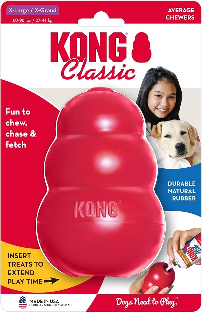 KONG Classic Stuffable Dog Toy - Fetch & Chew Toy for Dogs - Treat-Filling Capabilities & Erratic Bounce for Extended Play Time - Durable Natural Rubber Material - for Extra Large Dogs (Pack of 2)