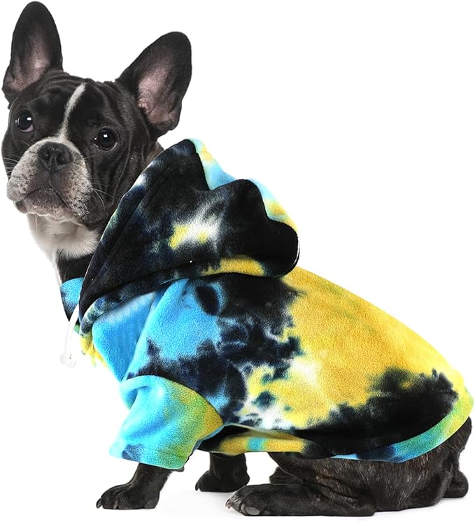 Mklhgty Tie Dye Dog Hoodie, Winter Coat for Small Dogs - Ultra-Soft Adjustable Warm Hood, Breathable Comfort Fabric for Daily Use