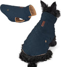 azuza Dog Jacket Waterproof & Windproof Dog Coat for Small Dogs with Thick Fleece, High Collar with Leash Hole, Adjustable Velcro & Elastic Belly, Navy, S