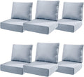 6" Thick Outdoor Cushions 22x24x6, 6-Set Deep Seat Patio Cushions with Removable Cover, Waterproof & Fade Resistant Replacement for Wicker Chair, Loveseat, Sofa - Baby Blue