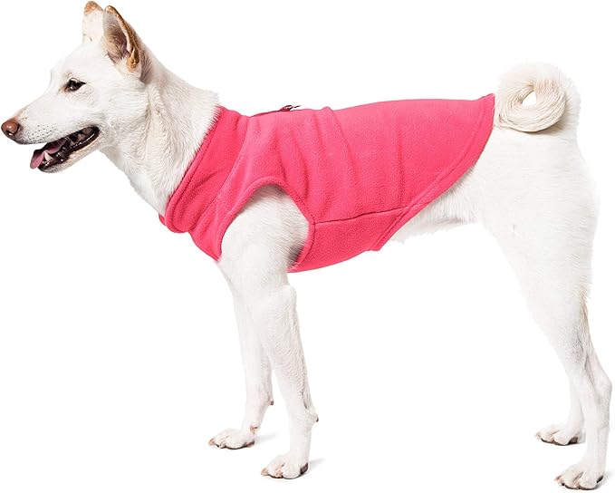Gooby Fleece Vest Dog Sweater - Peach, X-Small - Warm Pullover Fleece Dog Jacket with O-Ring Leash for Small to Medium Dogs