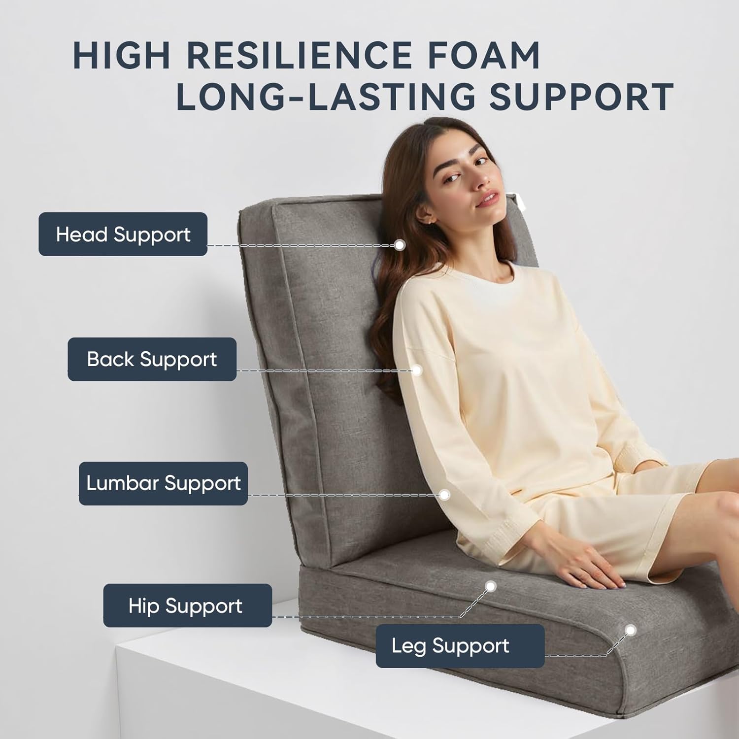 Outdoor Chair Cushions 3 Packs - Outside Durable Thick Replacement Back and Seat Cushion 22x24 with Zipper Cover for Patio Glider Rocking Chairs Loveseat Couch – Grey/Regular