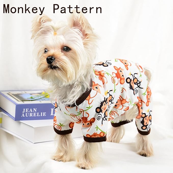 Dog Pajamas for Small Dogs Boy Girl, Dog Clothes Tiny Chihuahua Yorkie Spring Summer Shirt, Cute Puppy Outfit Pjs Jumpsuit Cat Onesie Apparel Pet Clothes