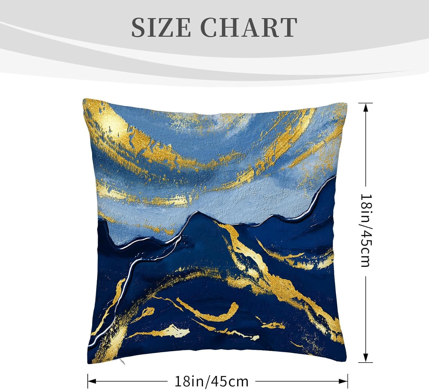 Navy Blue and Gold Throw Pillow Covers 18x18 Inches Set of 4, Modern Decorative Abstract Oil Painting Pillow Cover for Sofa Bed Chair Office Bedroom Livingroom Couch Dark Blue and Gold Decor