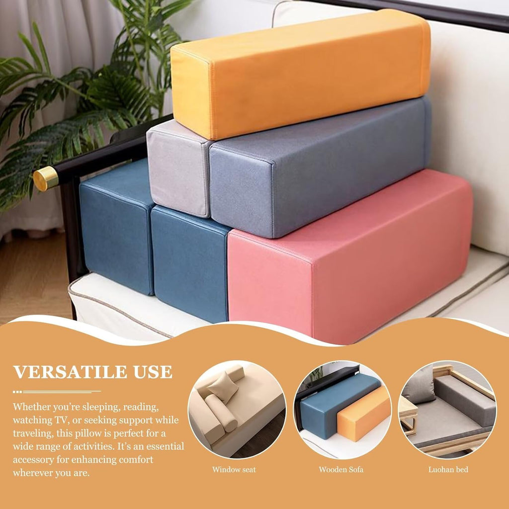 2 Pack Couch Arm Rest Pillow, Leatharie Waterproof Cover, High Density Foam Armrest Cushion, Headboard Cushion Elbow Support for Sofa Bed and Armchair,Brown,8x8x20in