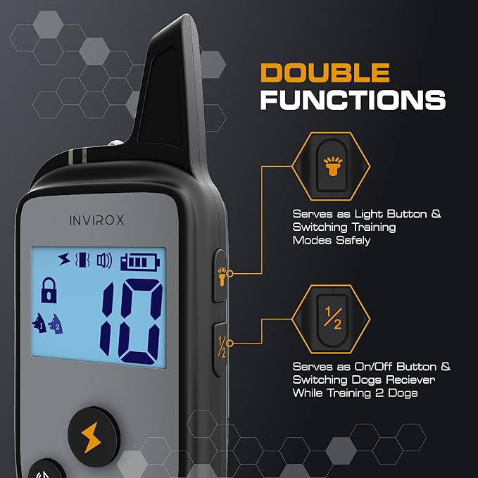 INVIROX Dog Training Collar [2025 Edition] 123 Levels 1100yd Range E Collar for Dogs Training 100% Waterproof Rechargeable, Dog Shock Collar with Remote Control