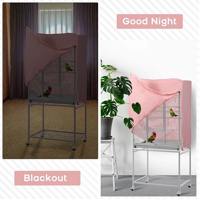 QBLEEV Birdcage Covers, Breathable Parrot Cage Cover Shade, Universal Blackout Windproof Light-Proof Covering Reduces Distractions Night Accessories Cloth Without Cage-17.7x24.8x31.5in (LxWxH)