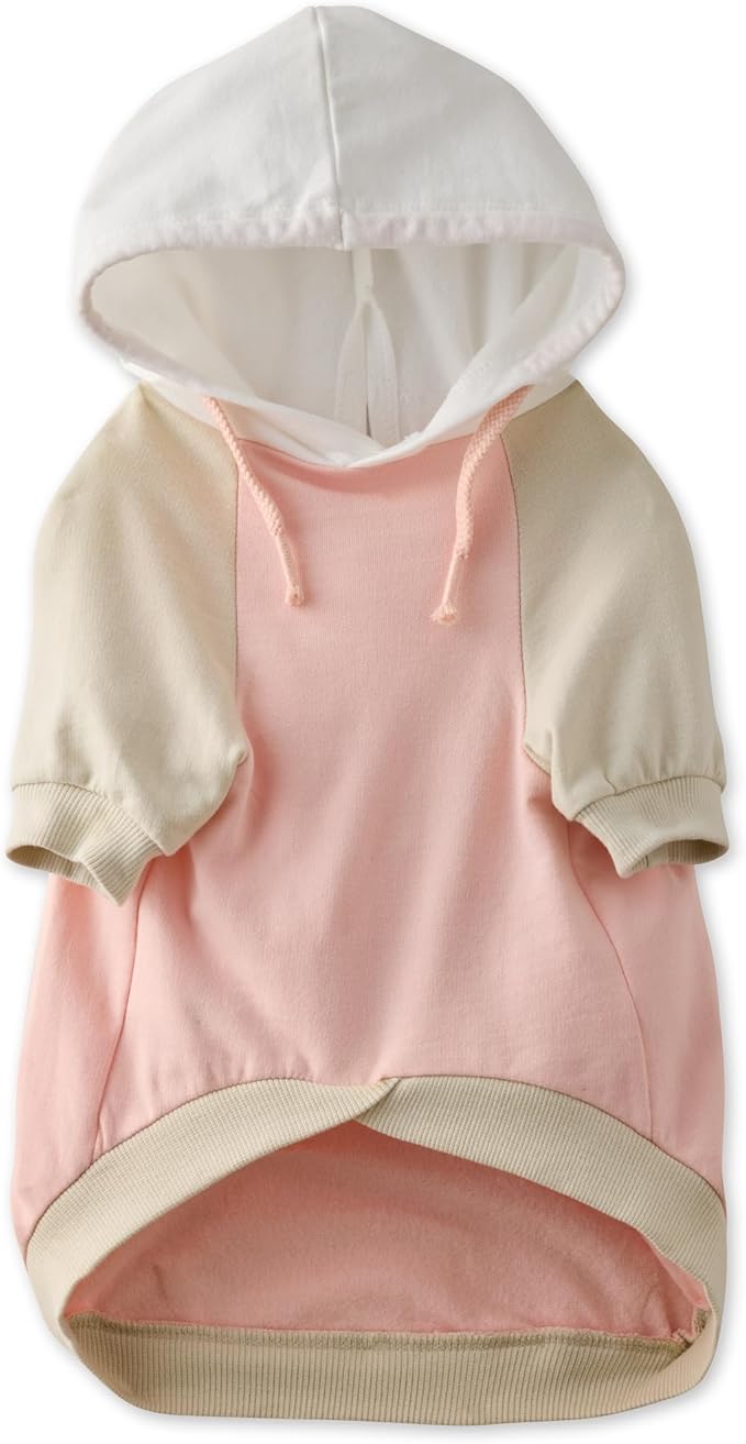 Rocky – The Orginal Lightweight Hooded TEE 100% Organic Cotton Dog Hoodie Pet Coat Sweater for Small, Medium, Large Dogs, Pink Color Block, Small (10-25 lbs)