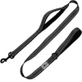 Dog Leash- 6 FT Leashes for Small to Large Dogs, Double Handle Dog Leash, Reflective Walking Training Lead (Dog Leash (Black), 6 FT Dog Leash)
