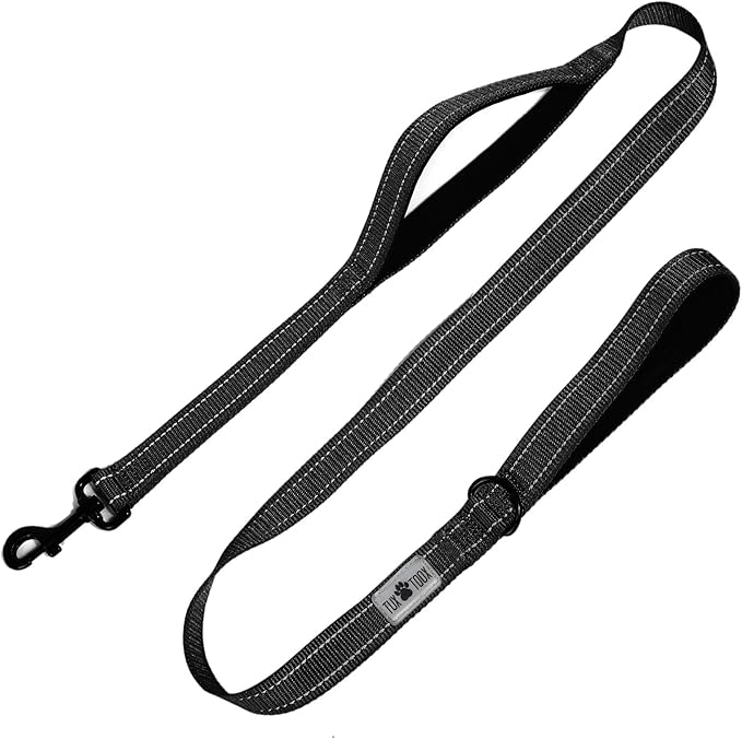 Dog Leash- 6 FT Leashes for Small to Large Dogs, Double Handle Dog Leash, Reflective Walking Training Lead (Dog Leash (Black), 6 FT Dog Leash)