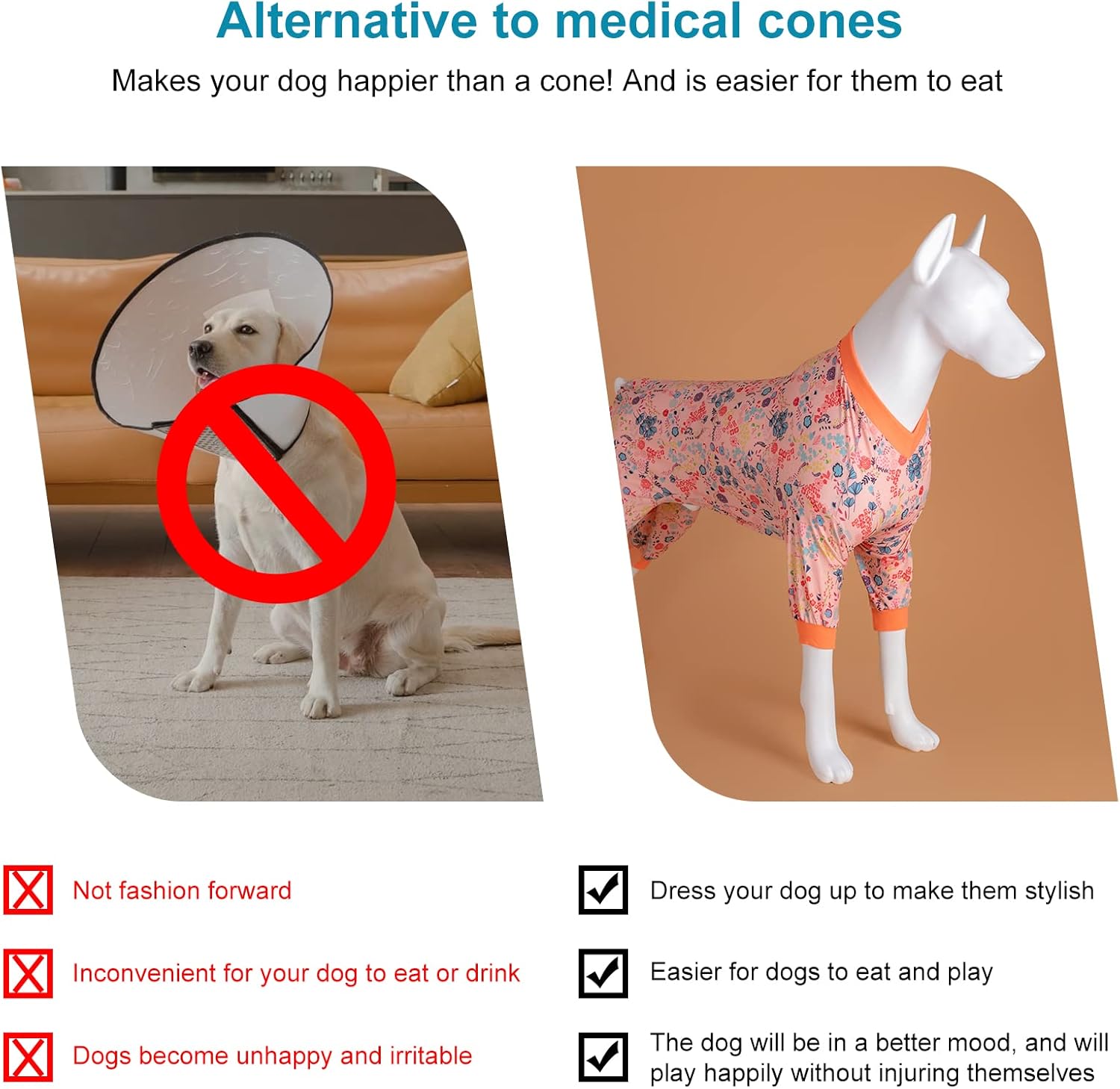 LovinPet Large Dog Pajamas, Pet Anxiety Relief Shirt, Pet Pajamas for Dogs, Anti Licking, Dog Surgery Recovery Clothes, Breathable Stretchy Fabric, Red, Shimmering Blooms Blush Print, 3XL