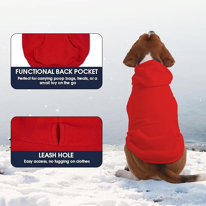 IECOii Dog Sweatshirt for Large Dogs, Hooded Fleece Vest with Leash Hole, XXXL Dogs Sweater for Giant Breed,Warm Polar Fleece Large Dog Hoodie for Fall Winter,Labrador,Doberman, Red, 3XL