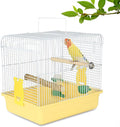 Small Bird Cage, Lightweight for Parakeets, Hanging for Parrot, Travel for Cockatiel, Outdoor Budgie, Pet Products Flat Top Economy Small Animal Cage with Stand Accessories with White Wire, Yellow