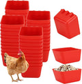 40 Pcs Cage Cups Chicken Feeder Cups 16 oz Hanging Bird Food Water Cups Bunny Cage Feeding Bowl Dish for Pet Parrot Rooster Parakeet Gamefowl Poultry Pigeon Wire Cage(Red)
