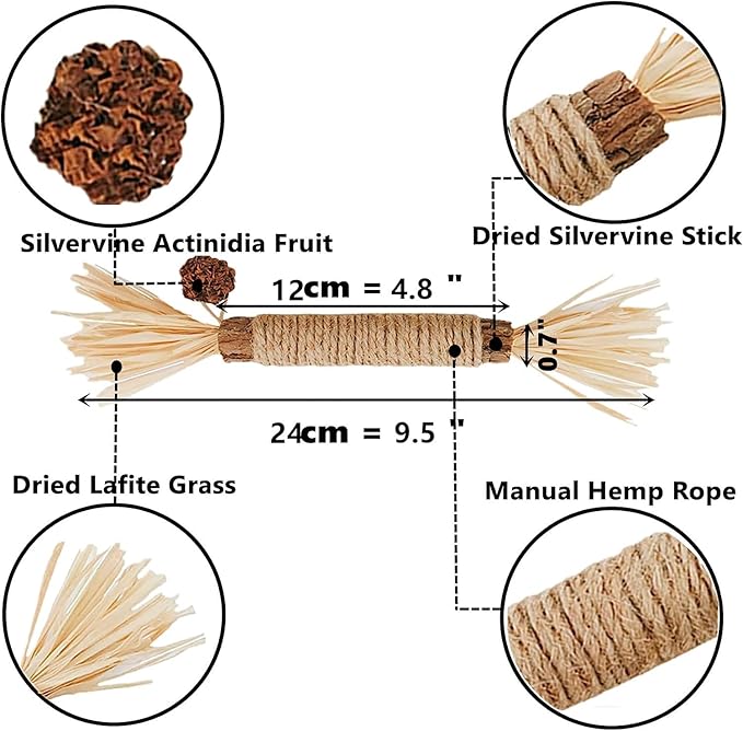 Cat Toys,3PCS Kitten Toys for Indoor Cats Catnip Toy for Chewing Silvervine Stick for Cleaning Teeth Kitty Dental Treat Interactive Toy Kitty Snack Self Play Wand Cat Mint Lick