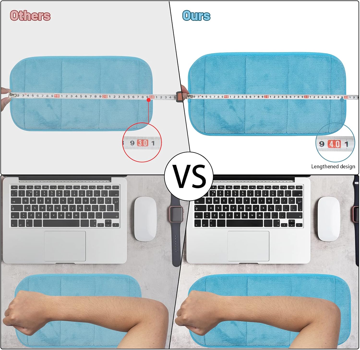 2 Sets Upgraded Computer Wrist Elbow Pad, Flexible Memory Foam Arm Wrist Rest Pillow, Soft Wrist Support Mat for Keyboard Desktop Office Gaming - Alleviate Elbow Pain (7.8 x 15.7 inch)