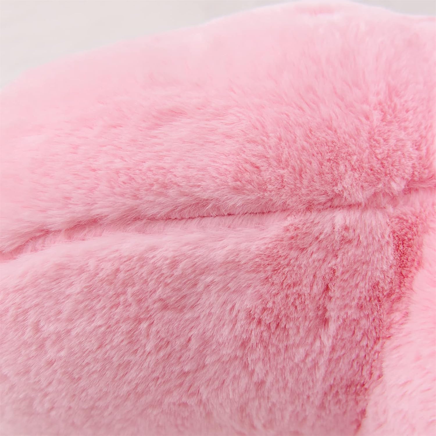 A Nice Night Faux Fur Reading Pillow Bed Wedge Large Adult Children Backrest with Arms Back Support for Sitting Up in Bed/Couch for Bedrest,BabyPink
