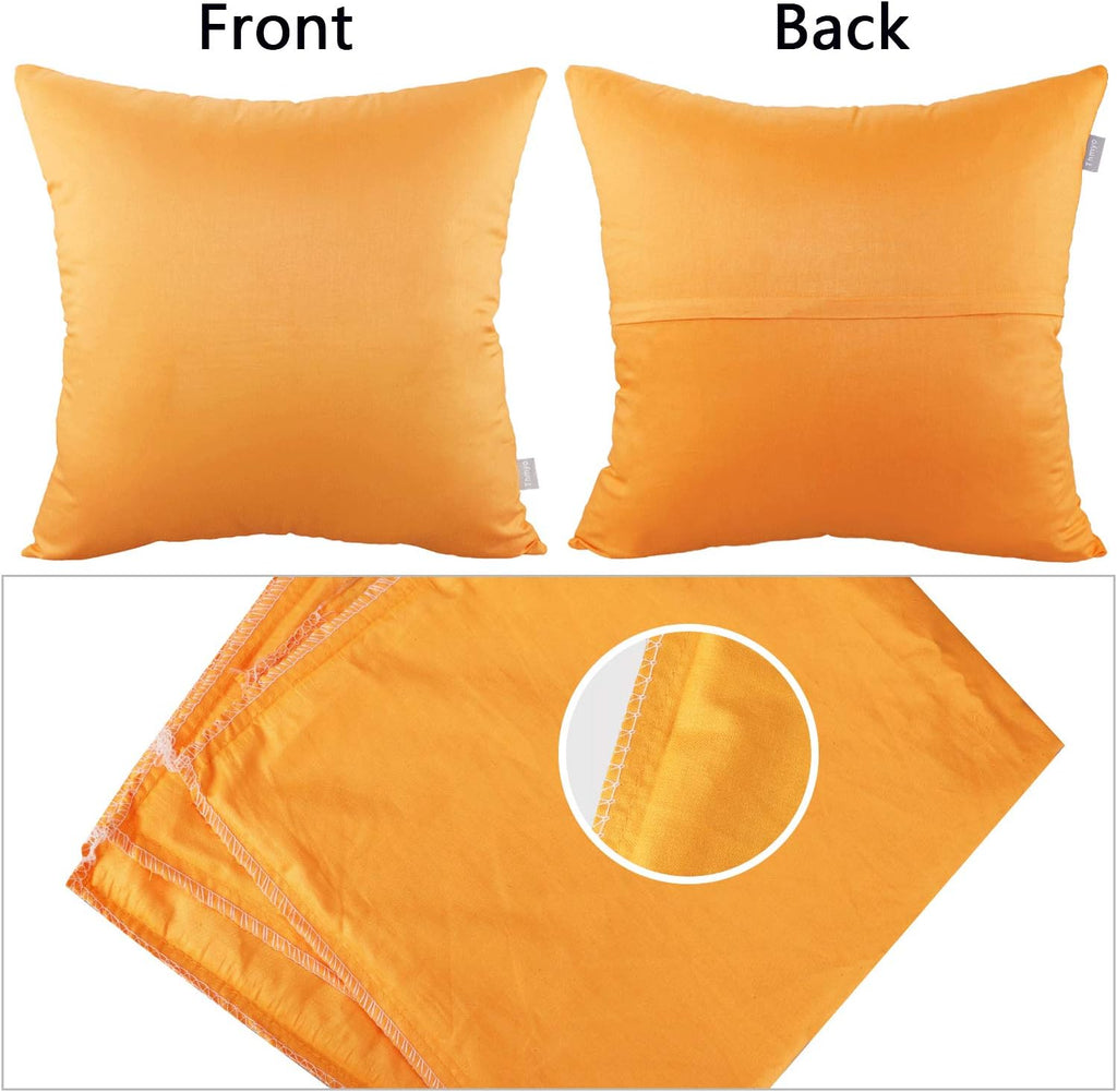 4-Pack 100% Cotton Comfortable Solid Decorative Throw Pillow Case Square Cushion Cover Pillowcase Sublimation Blank Pillow Cover Halloween DIY Fall Throw Pillowcase(16x16inch/40x40cm,Pumpkin Orange)