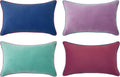 MONDAY MOOSE Decorative Throw Pillow Covers Cushion Cases, Set of 4 Soft Velvet Modern Double-Sided Designs, Mix and Match for Home Decor, Pillow Inserts Not Included (12x20 inch, Purple/Blue)