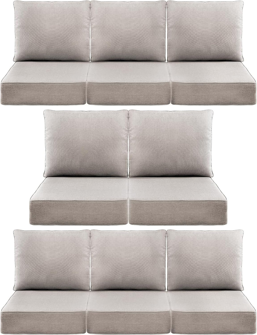 Luxury 6" Outdoor Cushions for Patio Furniture, 24x24x6" Thick Seat Cushion Set of 8, Fade Resistant Couch Chair Replacement Cushions High Density Deep Wicker Chair Cushion w/ Removable Cover, Beige