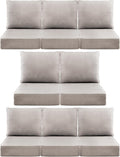 Luxury 6" Outdoor Cushions for Patio Furniture, 24x24x6" Thick Seat Cushion Set of 8, Fade Resistant Couch Chair Replacement Cushions High Density Deep Wicker Chair Cushion w/ Removable Cover, Beige