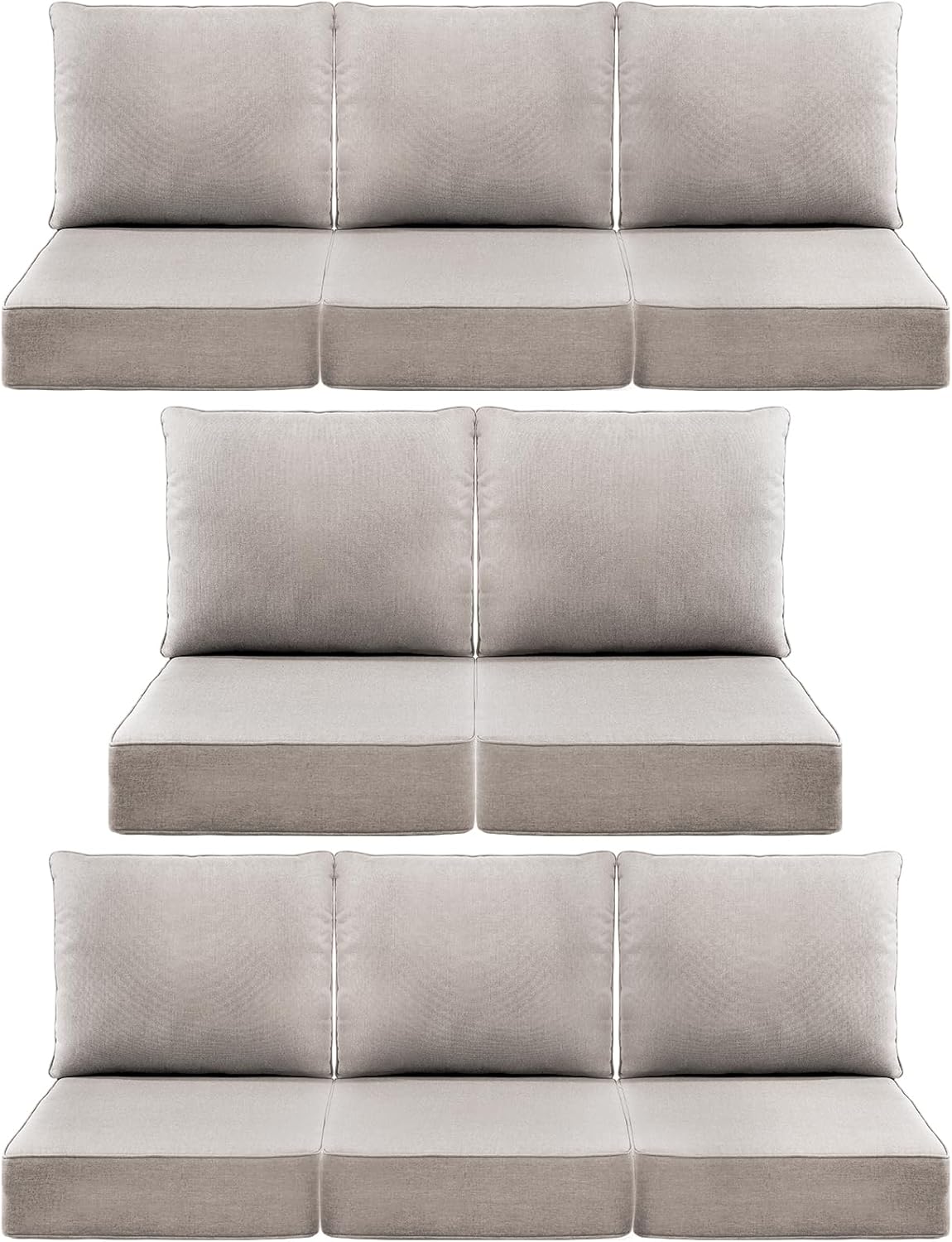 Luxury 6" Outdoor Cushions for Patio Furniture, 24x24x6" Thick Seat Cushion Set of 8, Fade Resistant Couch Chair Replacement Cushions High Density Deep Wicker Chair Cushion w/ Removable Cover, Beige