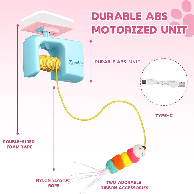 Interactive Cat Toys for Indoor Cats, Automatic Cat Toys with Detachable Design, Kitten Toys for Indoor Cats Self Play, Doorway Cat Toy, 3.27 * 1.69 * 2.76Inch