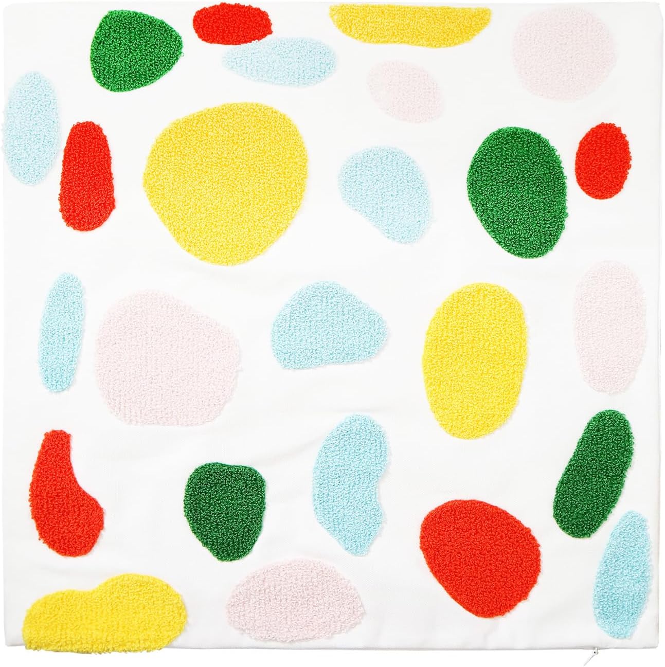 DECOBIRD Embroidery Throw Pillow Cover 18x18 Stone Home Decor Loop Embroidered Pillowcase Durable Cotton Canvas Square Pillow Case for Couch Sofa 45x45cm Cushion Cover, 1 Piece