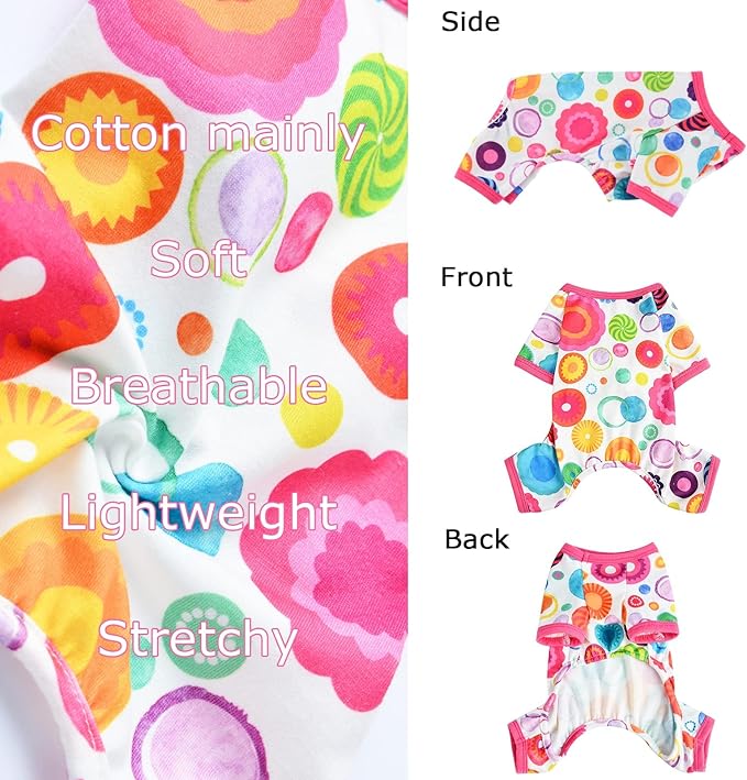 Dog Clothes for Small Dogs Boy Girl, Dog Pajamas Tiny Chihuahua Yorkie Spring Summer Shirt, Cute Puppy Outfit Pjs Jumpsuit Cat Onesie Apparel Pet Clothes, XS