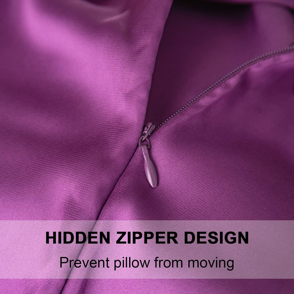 Mulberry Silk Pillowcase for Hair and Skin,Standard Size Cooling Silk Pillow Case with Hidden Zipper,Allergen Proof Dual Sides Soft Breathable Smooth Silk Pillow Cover for Women(Standard,Purple)
