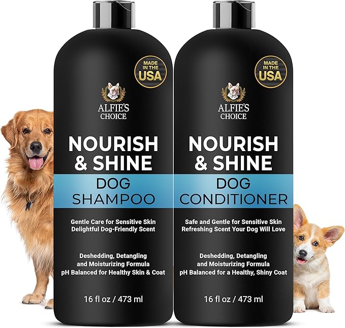 ALFIE'S CHOICE Dog Shampoo & Conditioner Set | 16 fl oz Each | Lavender & Rosemary with Biotin for Itchy Skin, Allergies & Odor | Moisturizing & Detangling for All Breeds