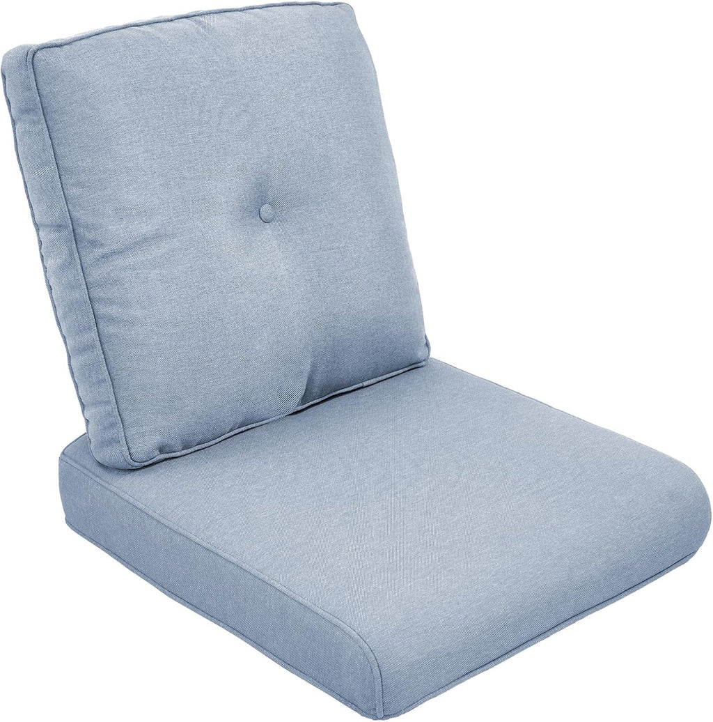 Outdoor Chair Cushion Set, 25 x 22 Deep Seat Cushion, Patio Chair Cushions for Outdoor, Include 1 Seat Cushion and 1 Back Cushion, Baby Blue