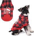 KOOLTAIL Christmas Dog Hoodie, Red Plaid Pet Sweater, Hat Hooded Sweatshirt Dog Clothes for Small Medium Large Dogs Boys Girls, Soft Warm Winter Cold Weather Coat with Leash Hole&Pocket, Santa, M
