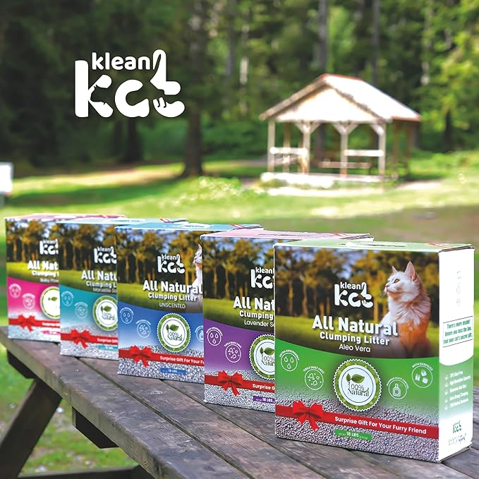 All Natural Clumping Cat Litter – Multiple Scents – Low Dust, Odor Control – (Lavender) 18 lb - Surprise Toy Inside