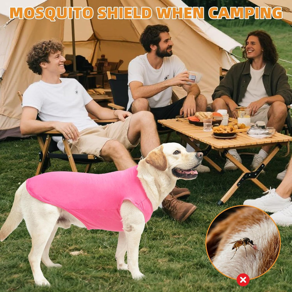 KOOLTAIL Girl Dog Clothes for Large Dogs, 2 Pack Cotton Fall/Winter Warm Dog T Shirts Coats for Outdoor, UV & Insect Protection Anti-Hair Loss & Lightweight Pet Vest Tank Tops Apparel, Pink & Rose,L