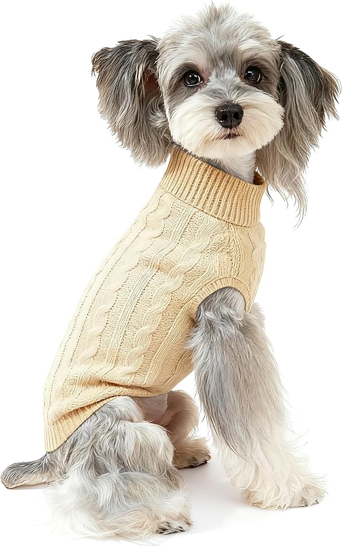 Dog Sweater for Small Medium Large Dogs - Warm Winter Turtleneck Knit Dog Sweaters Soft Pet Cat Clothes Christmas Coat Indoor Outdoor Use for Puppy Kitten Male Female Girl Boy Pets