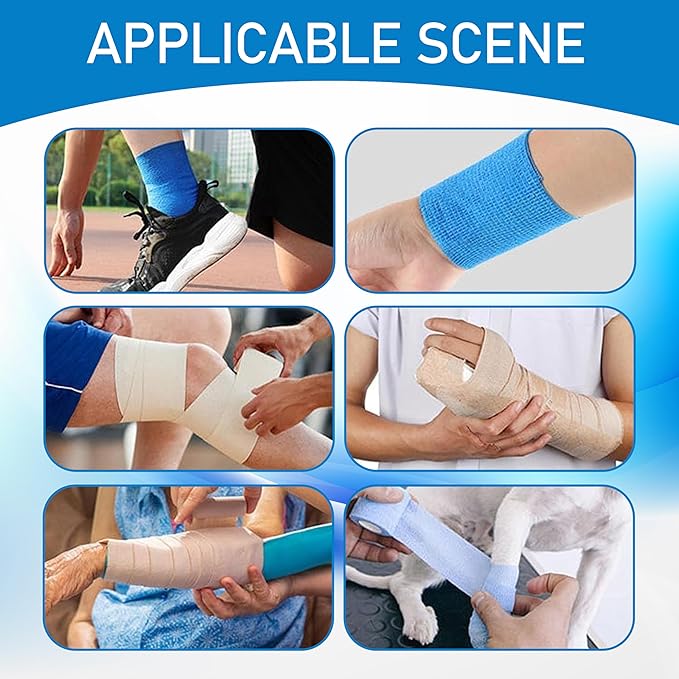 9 Pack Self Adhesive Bandage Wrap 4 Inch x 5 Yards Self-Adherent Elastic Cohesive Wrap Non-Woven Breathable Bandage,Vet Wrap for Stretch Athletic, Sports, Wrist, Ankle (Mix)