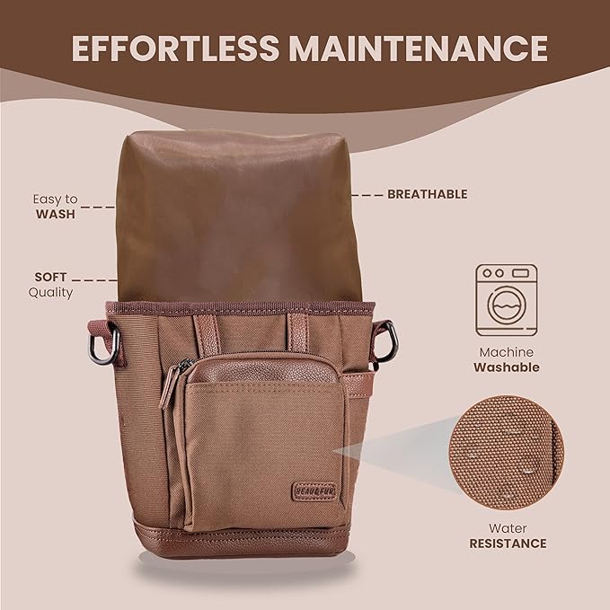 BEAU&FUR Large Dog Treat Pouch with Clicker for Training – 4 Cup Capacity, Built-In Poop Bag Dispenser, Expandable Pocket, Metal Buckle, Large Back Pocket, Ideal for Walks and Training – Dark Brown