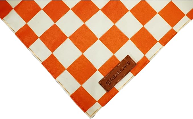 Realeaf Thanksgiving Fall Dog Bandanas 2 Pack, Orange Plaid Pumpkin Pet Scarf for Boy and Girl, Premium Durable Fabric, Holiday Halloween Bandana for Small and Medium Dogs (Fall, Small)