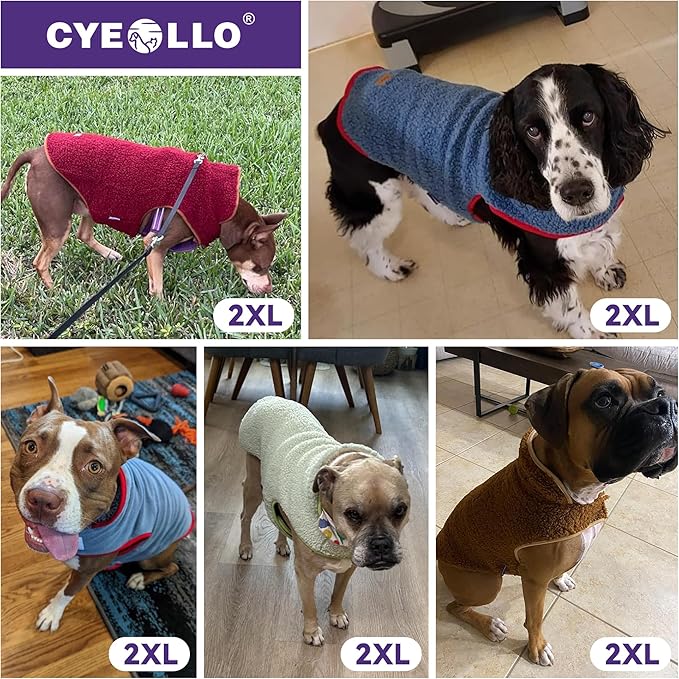 cyeollo Fleece Dog Coat Turtleneck Furry Reversible Sweater Thick Dog Clothes for Cold Weather Warm Winter Coats for Medium Dogs Brown XXL
