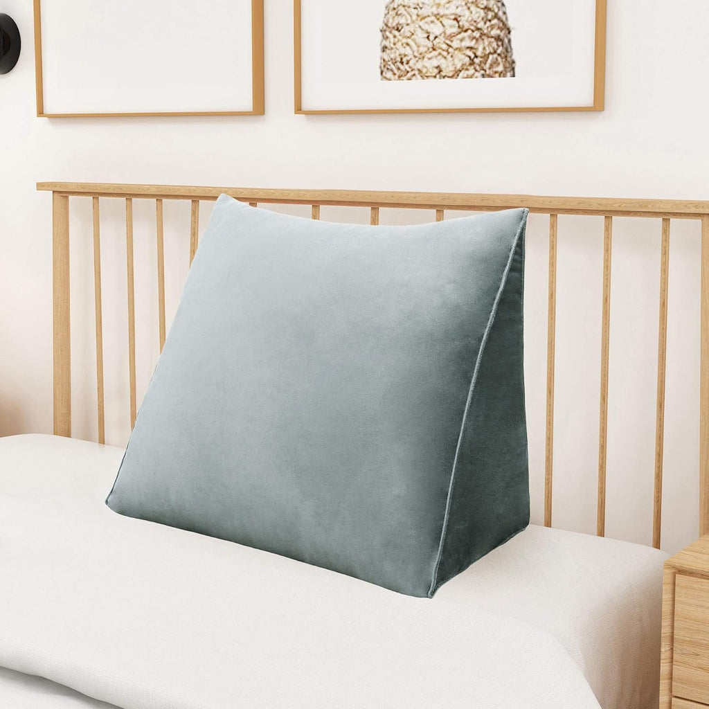 Wedge Headboard Pillow Dorm Room Reading Pillow Back Support for Sitting Up in Bed Bolster Lumbar Cushion Body Positioning Bedrest (Light Gray, 24x8x20 in)