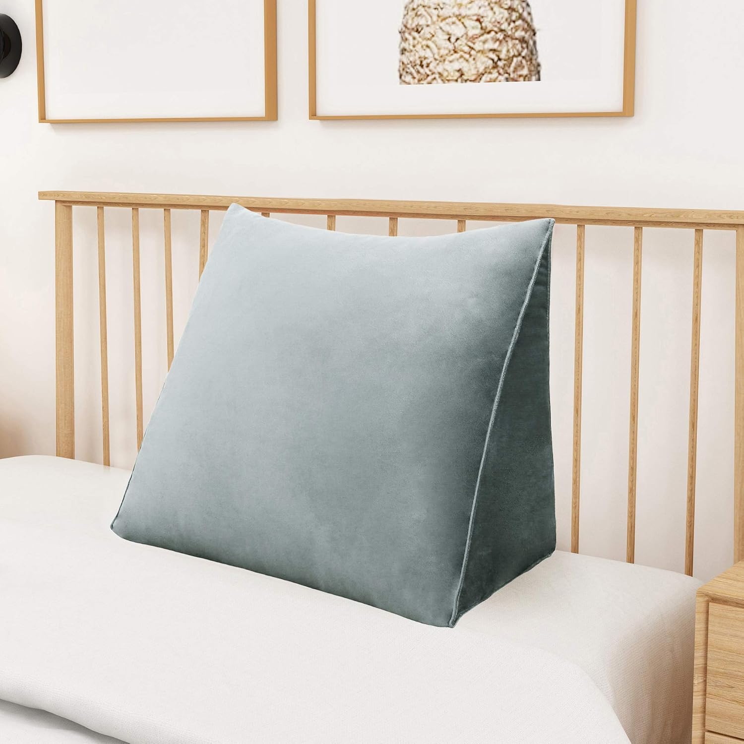 Wedge Headboard Pillow Dorm Room Reading Pillow Back Support for Sitting Up in Bed Bolster Lumbar Cushion Body Positioning Bedrest (Light Gray, 24x8x20 in)