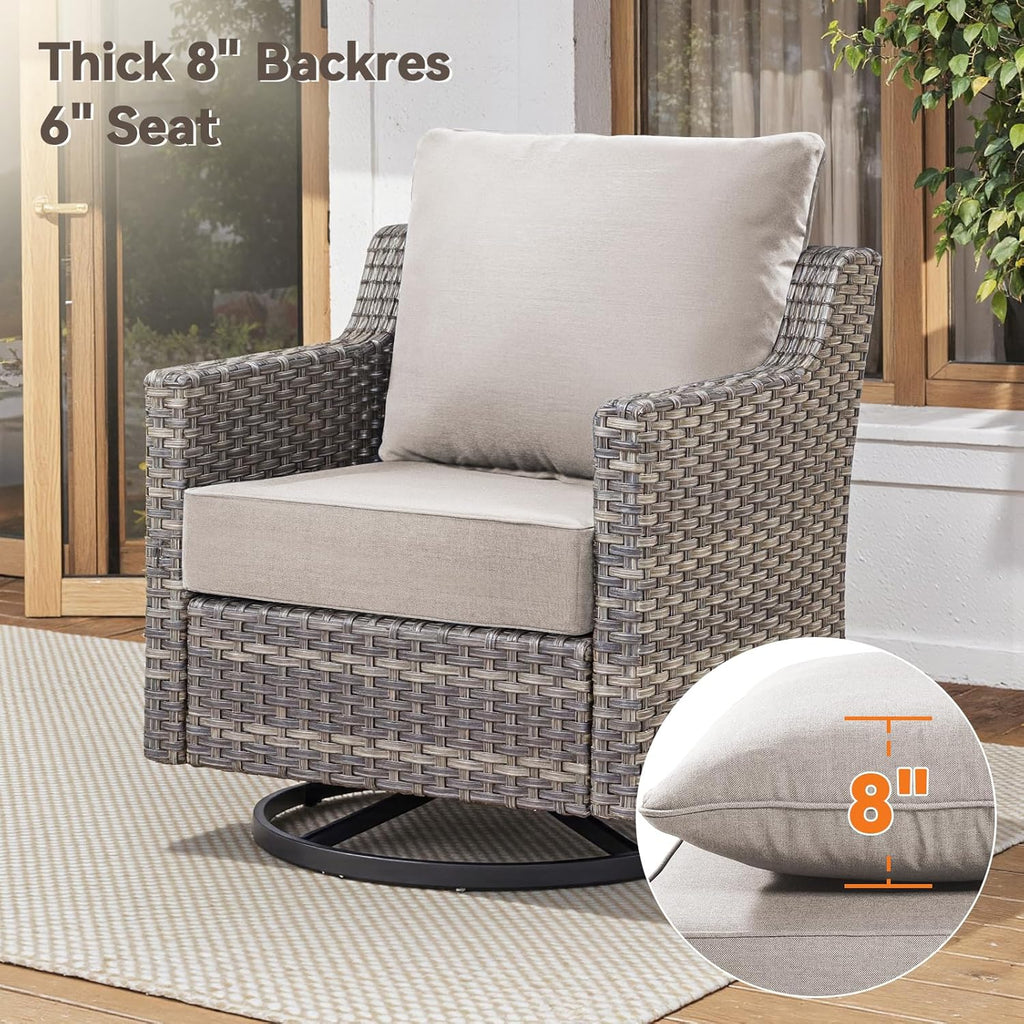 6" Thick Outdoor Cushions 24x24x6, 2-Set Deep Seat Patio Cushions with Removable Cover, Waterproof & Fade Resistant Replacement for Wicker Chair, Loveseat, Sofa - Beige