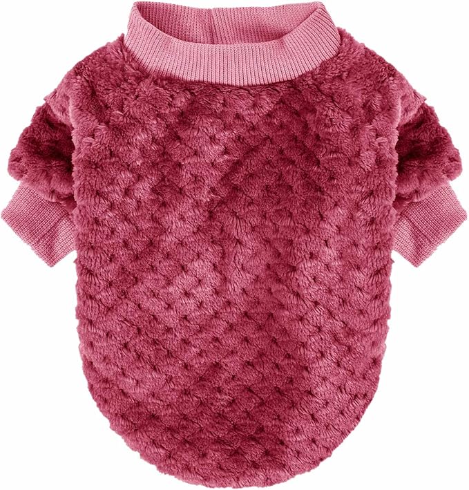 Dog Sweater, 2 or 3 Pack Dog Sweaters for Small Medium Dogs or Cat, Warm Soft Flannel Pet Clothes for Dogs Girl or Boy, Dog Shirt Coat Jacket (Small, Burgundy+Rosy)