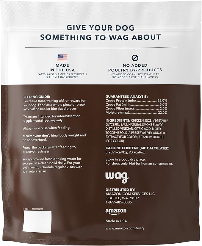 Amazon Brand - Wag Dog Treats, Chicken and Waffle Bites, 24 oz Resealable Pack of 1