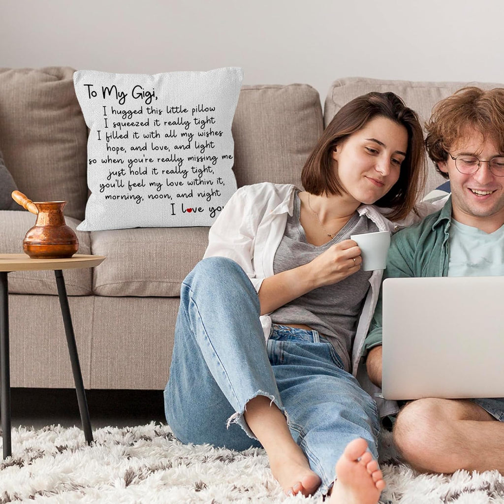 Gigi Gifts Throw Pillow Covers 18x18, Gigi Gifts for Grandma,Grandma Gram Pillow Covers for Home Bedroom Couch, Gift for Grandma Gram