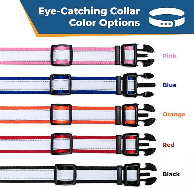 GoTags Reflective Personalized Dog Collar, Custom Embroidered with Pet Name and Phone Number in Orange for Boy and Girl Dogs, 3 Adjustable Sizes, Small, Medium, and Large